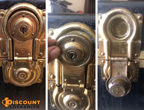 Antique Steamer Trunk with Brass Lock